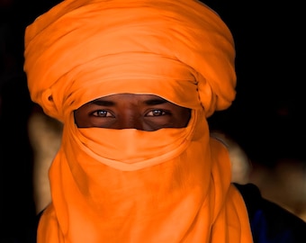 Moroccan Head Scarf, Orange Tuareg Scarf, Berber scarf, Moroccan Head Wrap, Tuareg Tagelmust, Berber Turban, Moroccan Scarf, Berber Scarf