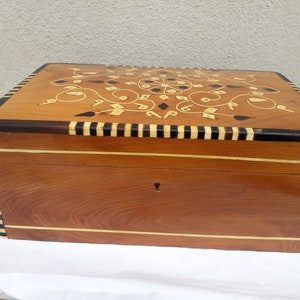Handmade Large Thuya Wood Jewelry Box With Lock And Key, Wooden Jewelry Storage, Tribal Jewelry Organizer, Moroccan Jewelry Keepsake,