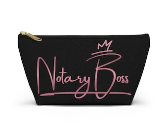 Rose Gold-Notary Boss Accessory Pouch w T-bottom Personalised clutch bag, personalize bag