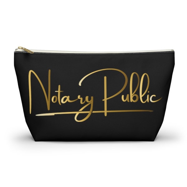 Notary Public Gold Accessory Pouch w T-bottom Personalised clutch bag, personalize bag