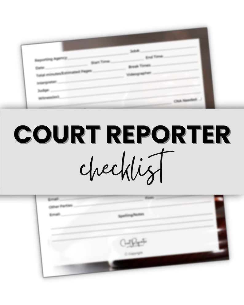 Digital Court Reporter Checklist Etsy