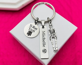 Personalized X-Ray Tech Keychain, Radiology Technologist Gift