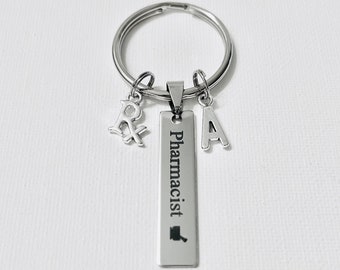 Personalized Pharmacist Keychain, Pharmacy Student, Rx Gift