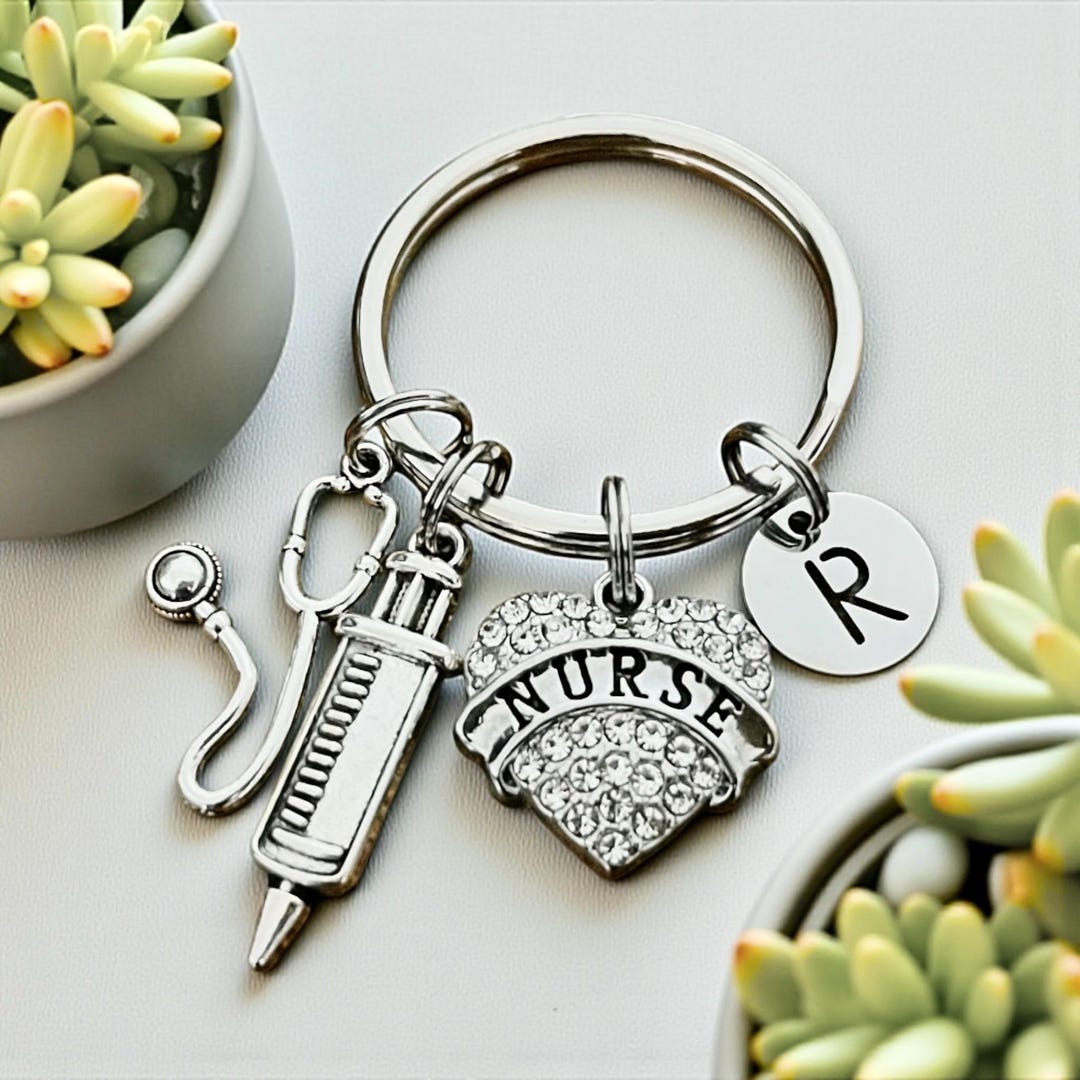 Personalized Nurse Keychain - RN Grad Gift, Registered Nurse, Nursing ...