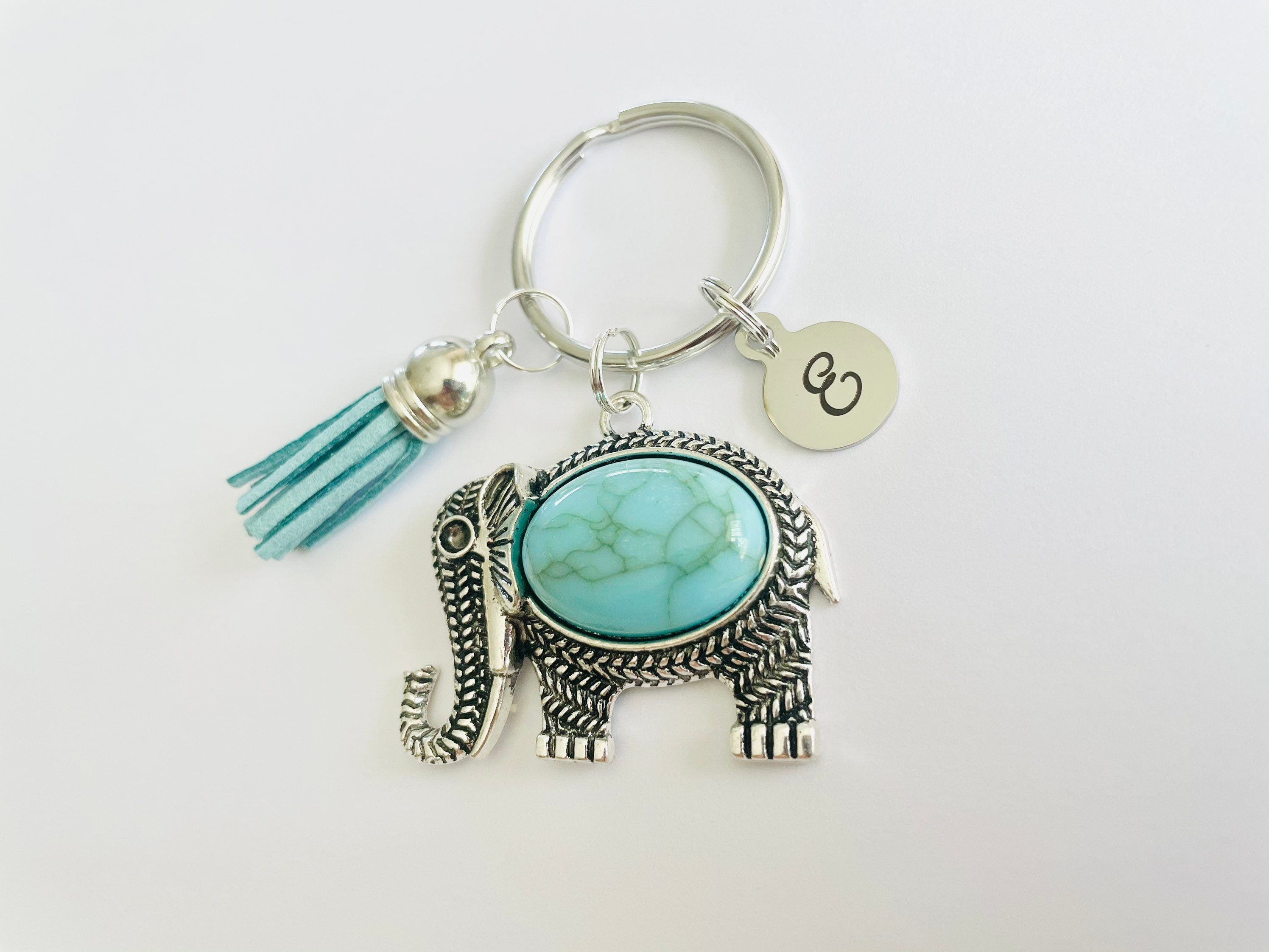 Personalized Monogram Keychain Elephant Lover Gifts Elephant Etsy