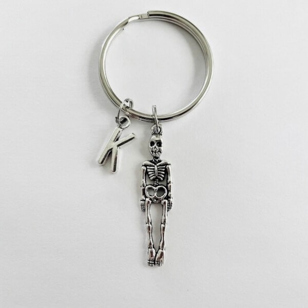 Skeleton Keychain, Halloween Keyring, Skeleton Gifts, Anatomy Keychain, Human Bone Jewelry