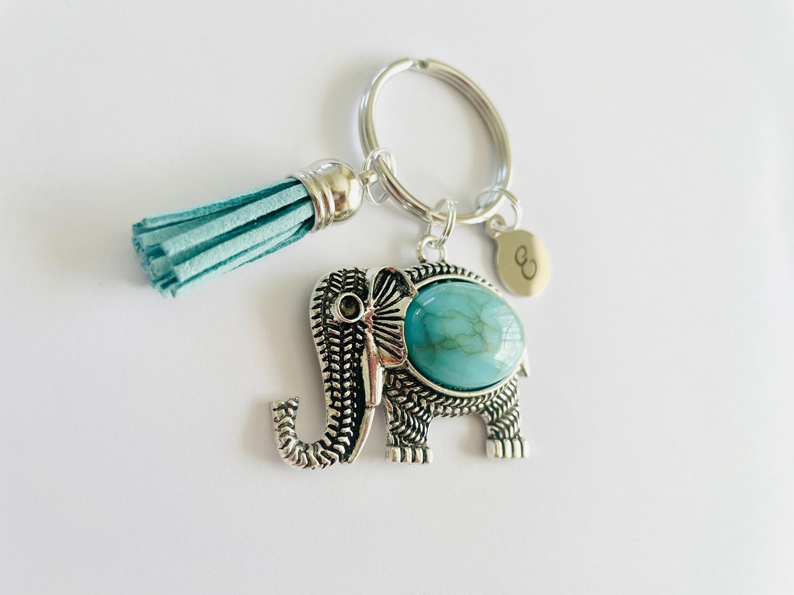 Personalized Monogram Keychain Elephant Lover Gifts Elephant Etsy