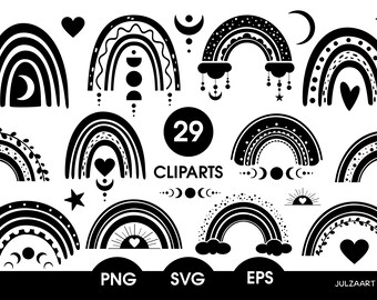 Download Rainbow Svg Black And White Etsy
