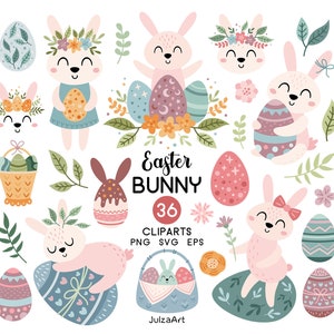 Easter clipart, Easter svg, Happy Easter png, Easter bunny svg, Easter eggs, Spring clipart, Kids Easter printable, Digital download