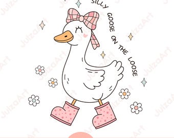 Fånig gås på lös PNG SVG, fånig gås meme-tröja, söt fånig gås SVG-fil för Cricut, rolig gås clipart-utskrift, digital nedladdning