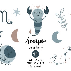 Skorpion Sternzeichen Clipart, Skorpion svg, Sternzeichen png, Celestial svg, Horoskop print, Babyparty, digitaler Download, kommerzielle Nutzung