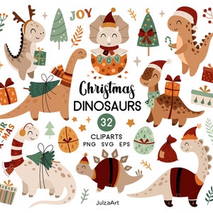 Clipart di Natale dei dinosauri, svg di Natale, png di Buon Natale, svg di dinosauro carino, stampabile di Natale, download digitale, uso commerciale