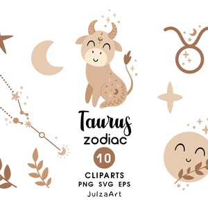 Touro zodíaco clipart, Touro svg, Estrela signo do zodíaco clip art, Celestial svg, Horóscopo impressão, Chá de bebê, Download digital, Uso comercial