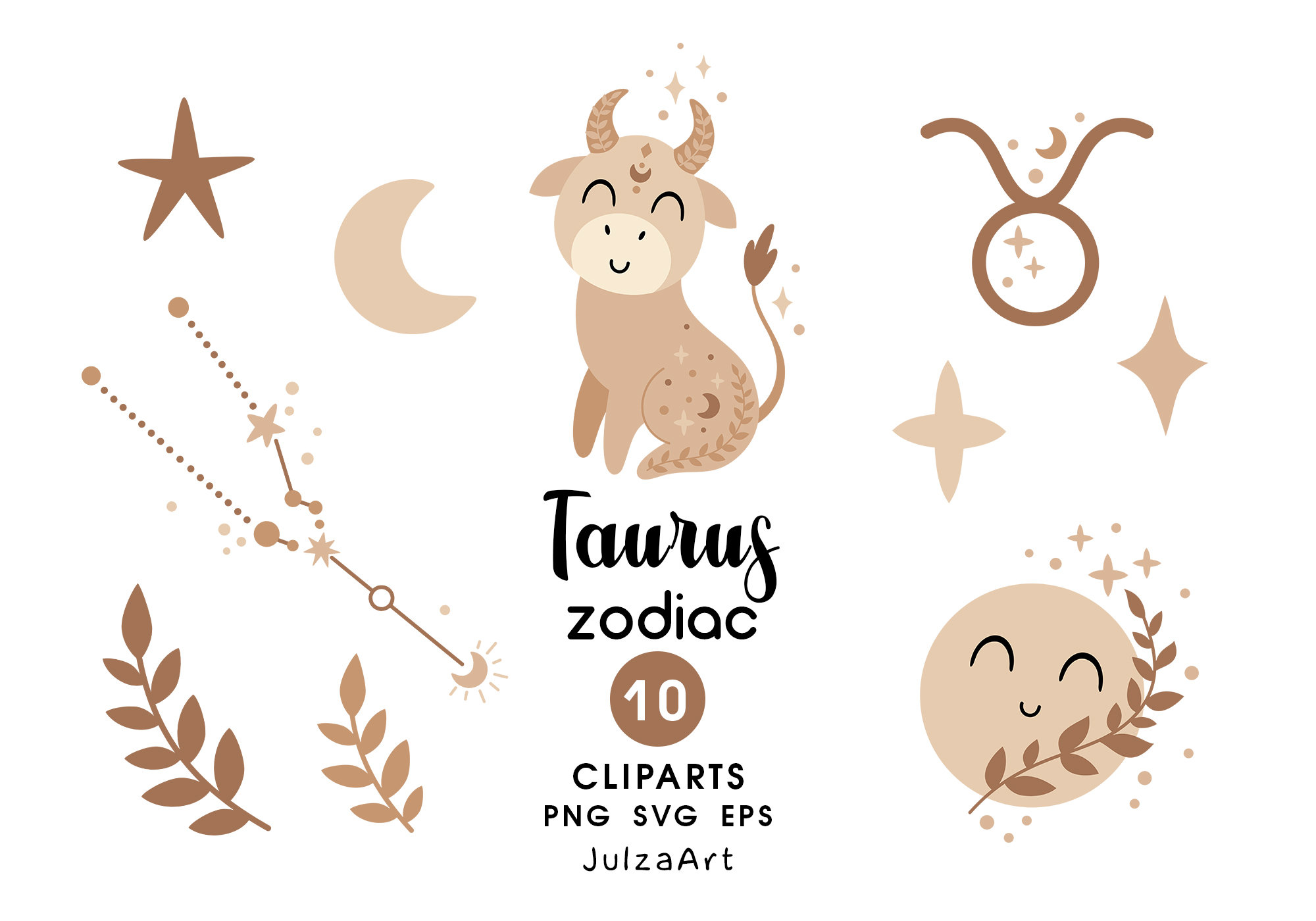 Taurus Zodiac Clipart Taurus Svg Star Zodiac Sign Clip Art - Etsy