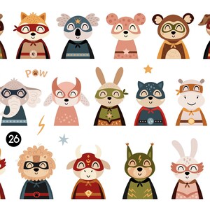 Superhero svg, Animal superhero clipart, Cute animals svg, Super hero png, Superhero Birthday print, Digital download, Commercial use image 2