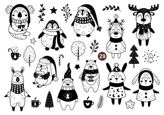Cute Black And White Winter Clipart