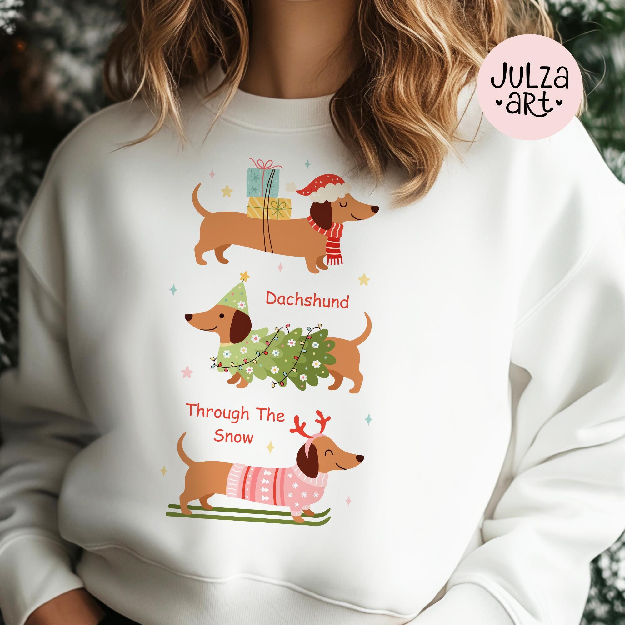 Dachshund Through the Snow Png, Merry Christmas Dachshund Dog Svg ...