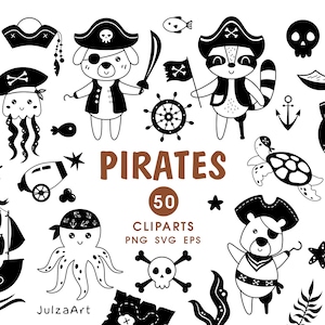 Piraten Clipart, Sommer Clipart, Nautische Png, Geburtstagskind Clipart, Vektor, Babyparty, digitaler Download, kommerzielle Nutzung