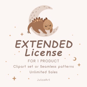 Extended Commercial License - License to use ONE clipart graphic set or seamless pattern in items for sale, Extended License by JulzaArt