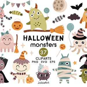 Clipart di Halloween, Mostro carino di Halloween svg, Clipart di mostri, Halloween per bambini svg, Felice Halloween png, Download digitale, Uso commerciale