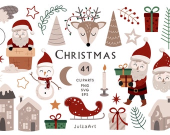 Christmas clipart Merry Christmas svg Cute Christmas png Santa svg Santa Claus clipart Christmas tree svg First Christmas Digital download