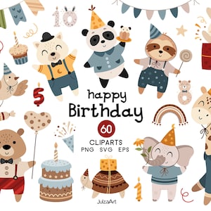 Happy Birthday svg, Kids Birthday clipart, Birthday boy party png, Baby shower, Festive nursery print, Digital download, Commercial use