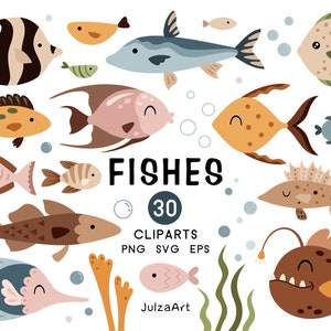 Svg poisson, clipart poisson Boho, Sea life svg, clipart océan, png nautique, clipart été, illustration de poisson, téléchargement numérique, usage commercial