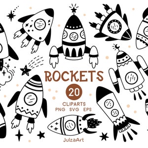 Rocket clipart, Black rocket svg, Space clipart, Outer space, Spaceship clipart, Space nursery print, Digital download, Commercial use