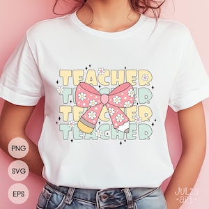 Professora Coquete PNG, Professora Retro PNG, Design de Camiseta de Professora Descolada, Agradecimento ao Professor, Volta às Aulas PNG, Vida de Professora Preppy PNG