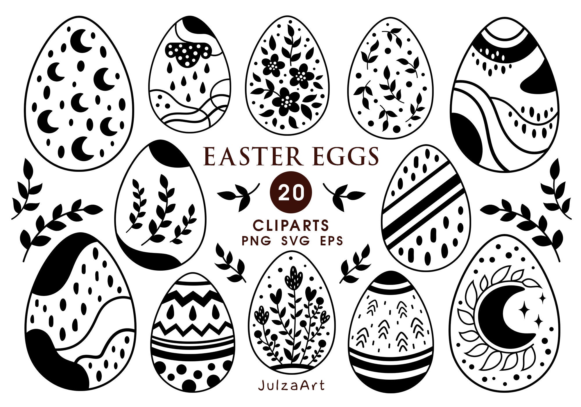 Black And White Easter Egg Clip Art