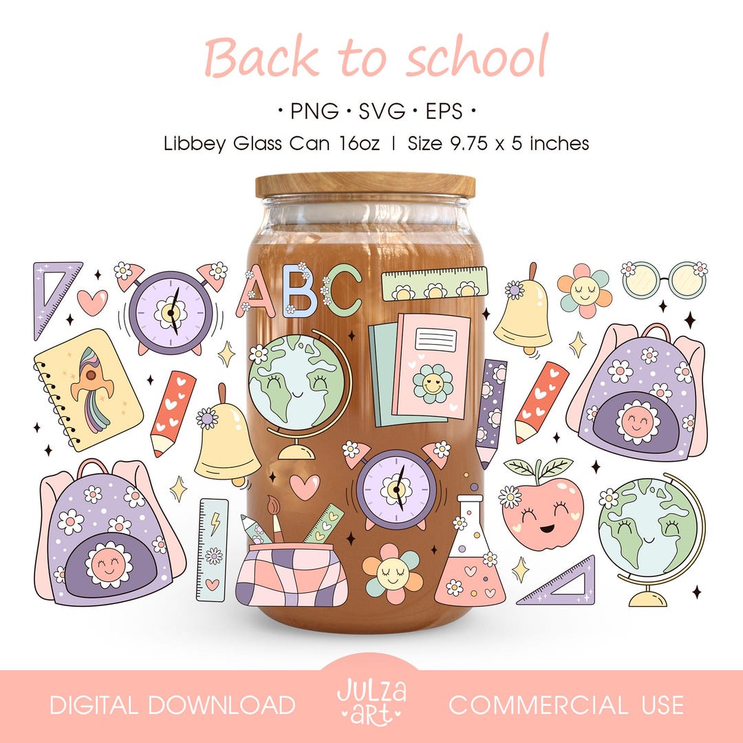 Back to School Glass Can Wrap PNG, Teacher Appreciation, School ...