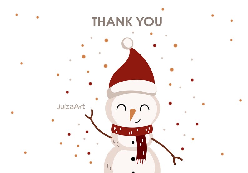 Puede incluir: Un mu&ntilde;eco de nieve de dibujos animados que lleva un gorro de Pap&aacute; Noel rojo y una bufanda con un pomp&oacute;n blanco en la parte superior. El mu&ntilde;eco de nieve est&aacute; saludando con un brazo y tiene una nariz de zanahoria. El fondo es blanco con confeti marr&oacute;n y rojo.