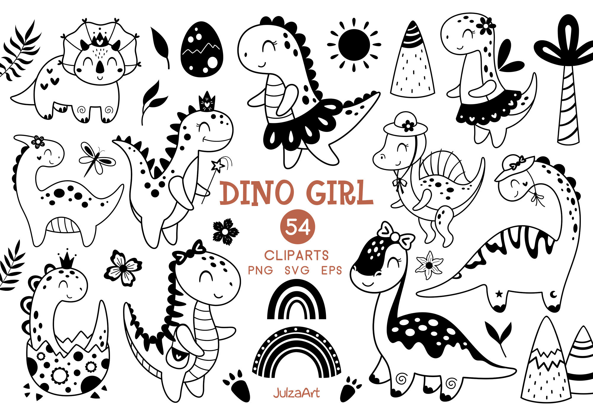 Dinosaur Clipart, Dinosaur Svg, Black and White Dinosaur Png, Cute ...
