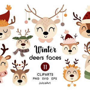 Weihnachten Hirsch svg, Weihnachten Cliparts, Winter Hirsch Gesicht svg, Hirschkopf png, Frohe Weihnachten svg, digitaler Download, kommerzielle Nutzung