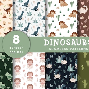 Dinosaur Seamless pattern, Cute Dinosaur Digital paper, Dinosaur Birthday print, Baby shower, Digital download, Commercial use