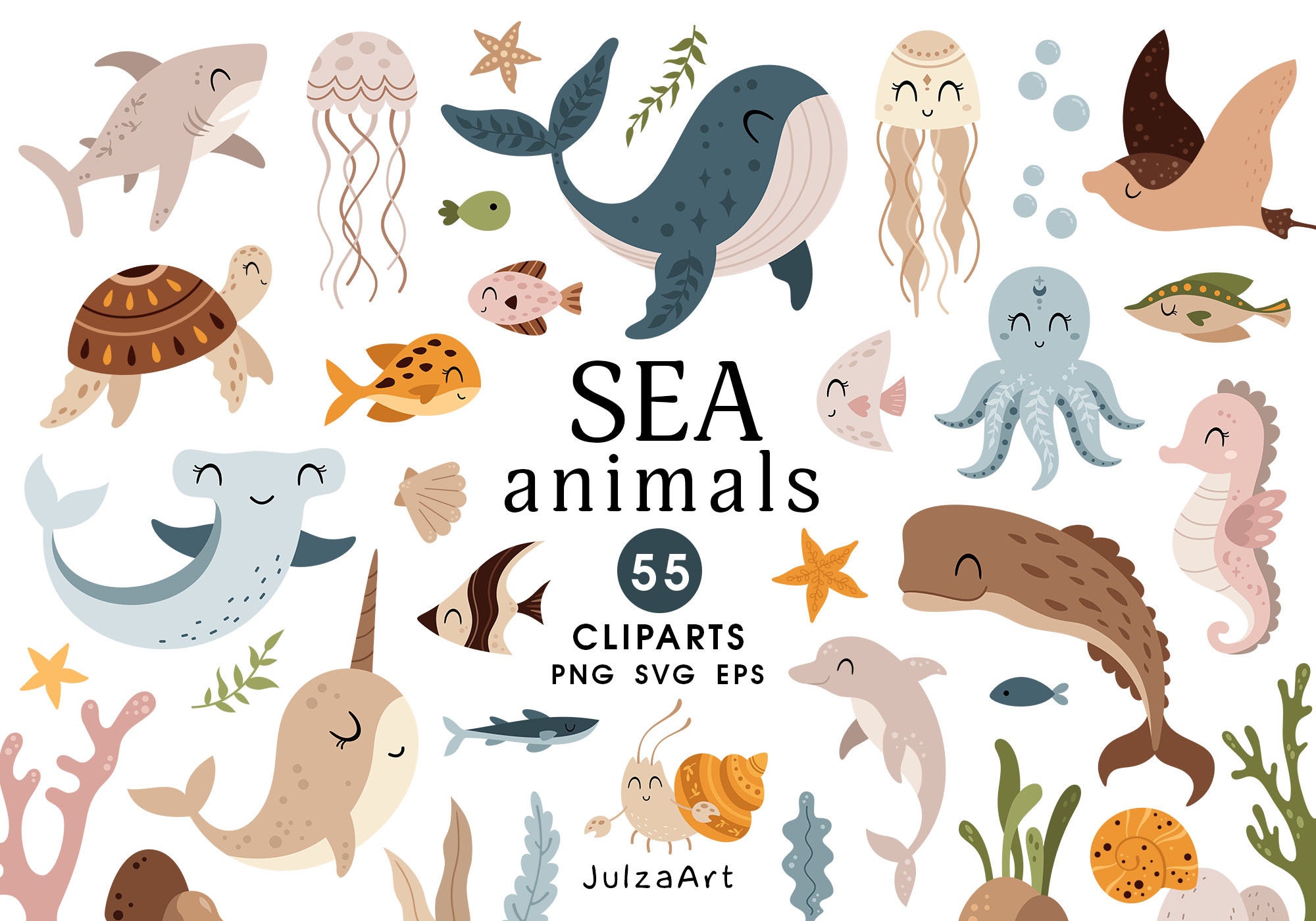 Sea Animals Clipart - Etsy Sea Animals Clipart - Etsy