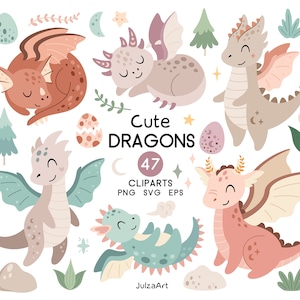 Dragon svg, Cute dragon clipart, Year of the dragon, Dragon egg, Dragon girl, Fantasy clipart, Baby shower, Digital download, Commercial Use