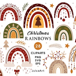 Arc-en-ciel de Noël svg Noël clipart joyeux Noël png Boho arc-en-ciel svg arc-en-ciel bébé nouvel an clipart Téléchargement numérique Utilisation commerciale