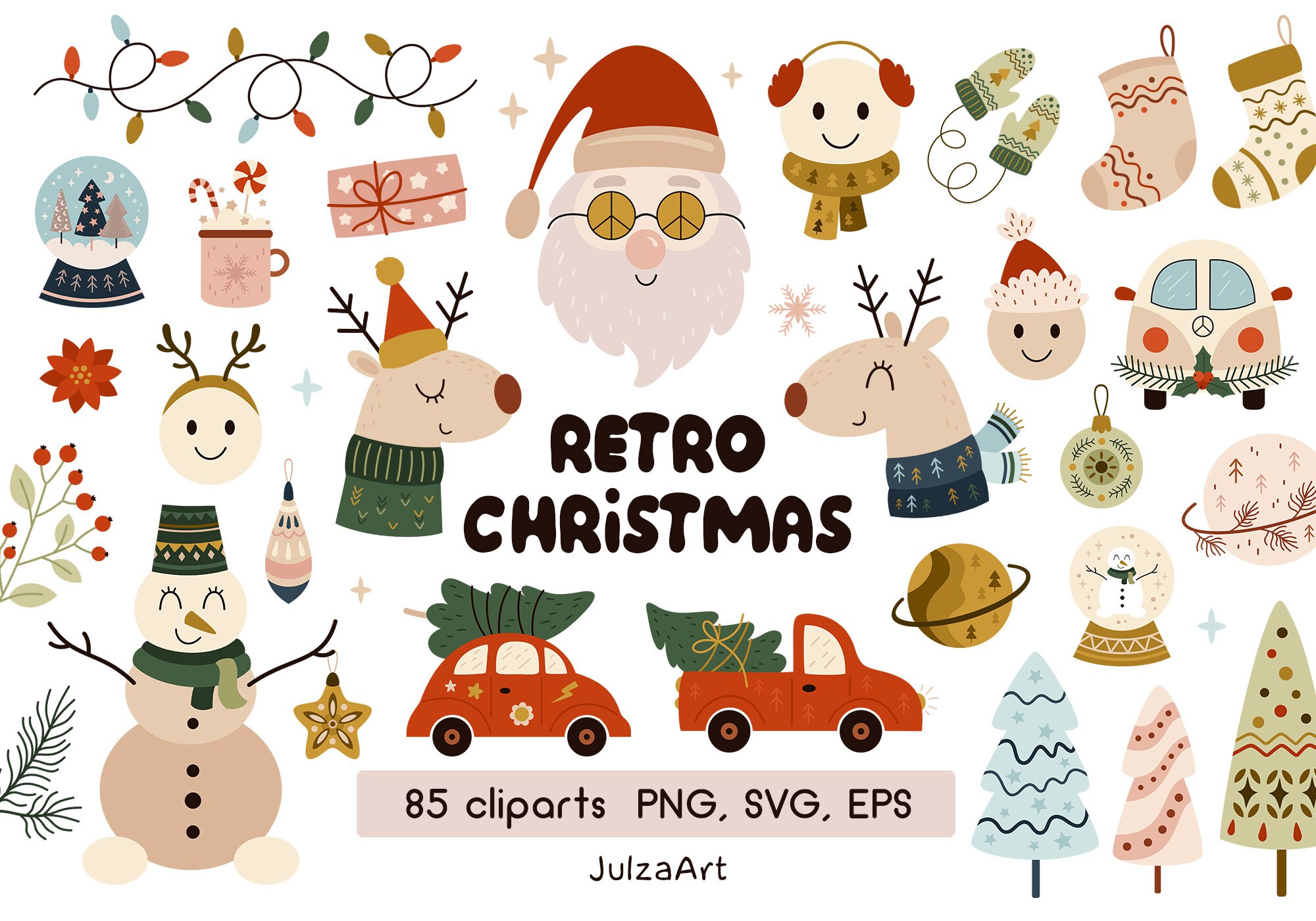 Retro Christmas Clip Art