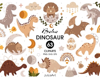 ボヘミアン風恐竜SVG、恐竜のクリップアート、天体SVG、月SVG、ボヘミアン風ベビー、ボヘミアン風プリント、ベビーシャワー、デジタルダウンロード、商用利用