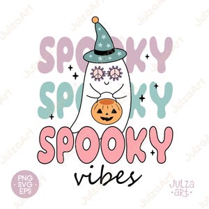 Clipart de fantasma de Halloween retrô: PNG SVG de temporada assustadora e feminina (download digital)