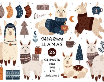 llama svg, Christmas llama clipart, Merry Christmas svg, Cozy winter clipart, Christmas print, Alpaca png, Digital download, Commercial use