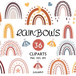 Boho regenboog svg, regenboog clipart, pastel regenboog baby svg, babyshower, boho decor, hemelse svg, digitale download, commercieel gebruik