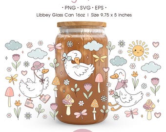 Retro Silly Goose 16oz Libbey Can Wrap: Cottagecore, Funny Summer PNG SVG (Digital Download)