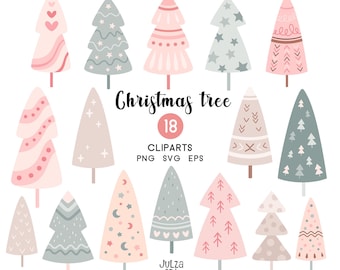 Christmas clipart, Christmas tree svg, Merry Christmas svg, Pink Christmas tree png, Pink Christmas png, New Year clip art, Digital download