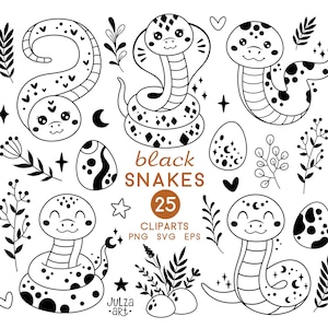 Cobra svg, Clipart de cobra fofa, Ano da cobra, Cobra preta e branca png, Doodle de cobra, Zodíaco chinês, Clipart de animais, Download digital