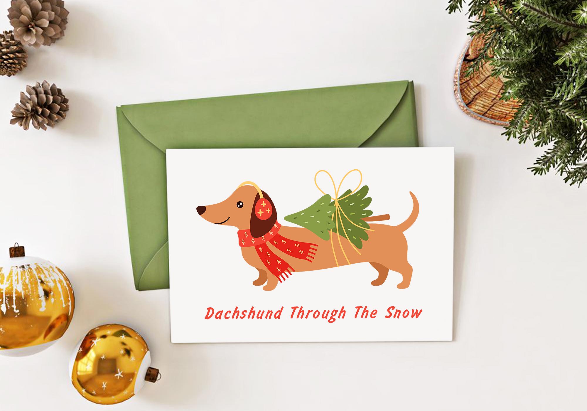 Christmas Dachshund Dog Clipart, Dachshund Through the Snow Png, Tis ...