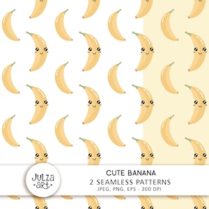 Niedliches Bananen Muster Sommerlich süßes Bananen Muster Digitales Papier mit tropischen Früchten und Früchten