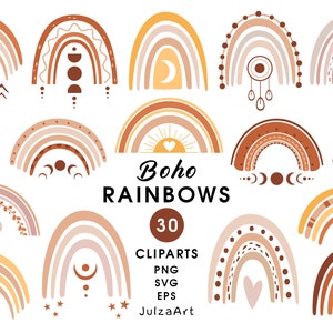 Boho rainbow svg, clipart arcobaleno, baby shower, pastello rainbow baby svg, boho png, clipart celeste, download digitale, uso commerciale