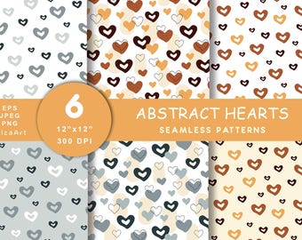 Abstract Heart Seamless Pattern: Love, Romantic, Valentines, Modern, Digital Paper, Background